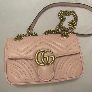 Gucci Pink Mini GG Marmont Matelassé Bag